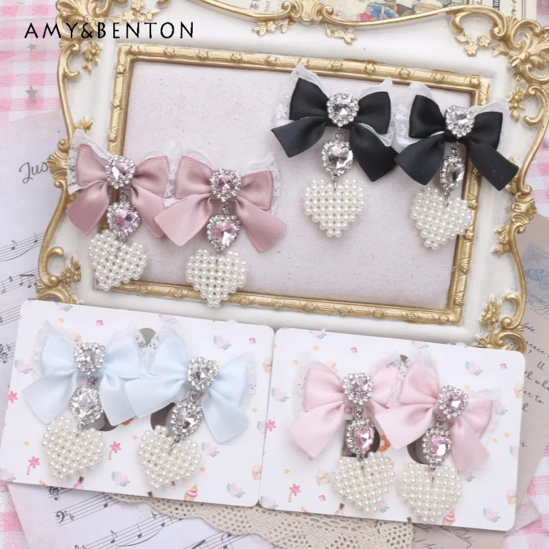 Handmade Sweet Mine Lace Rhinestone Love Clip on Earrings Cute Lolita Pearl Earrings All Match Fashion 925 Silver Stud Earrings
Handmade Sweet Mine Lace Rhinestone Love Clip on Earrings Cute Lolita Pearl Earrings All Match Fashion 925 Silver Stud Earrings