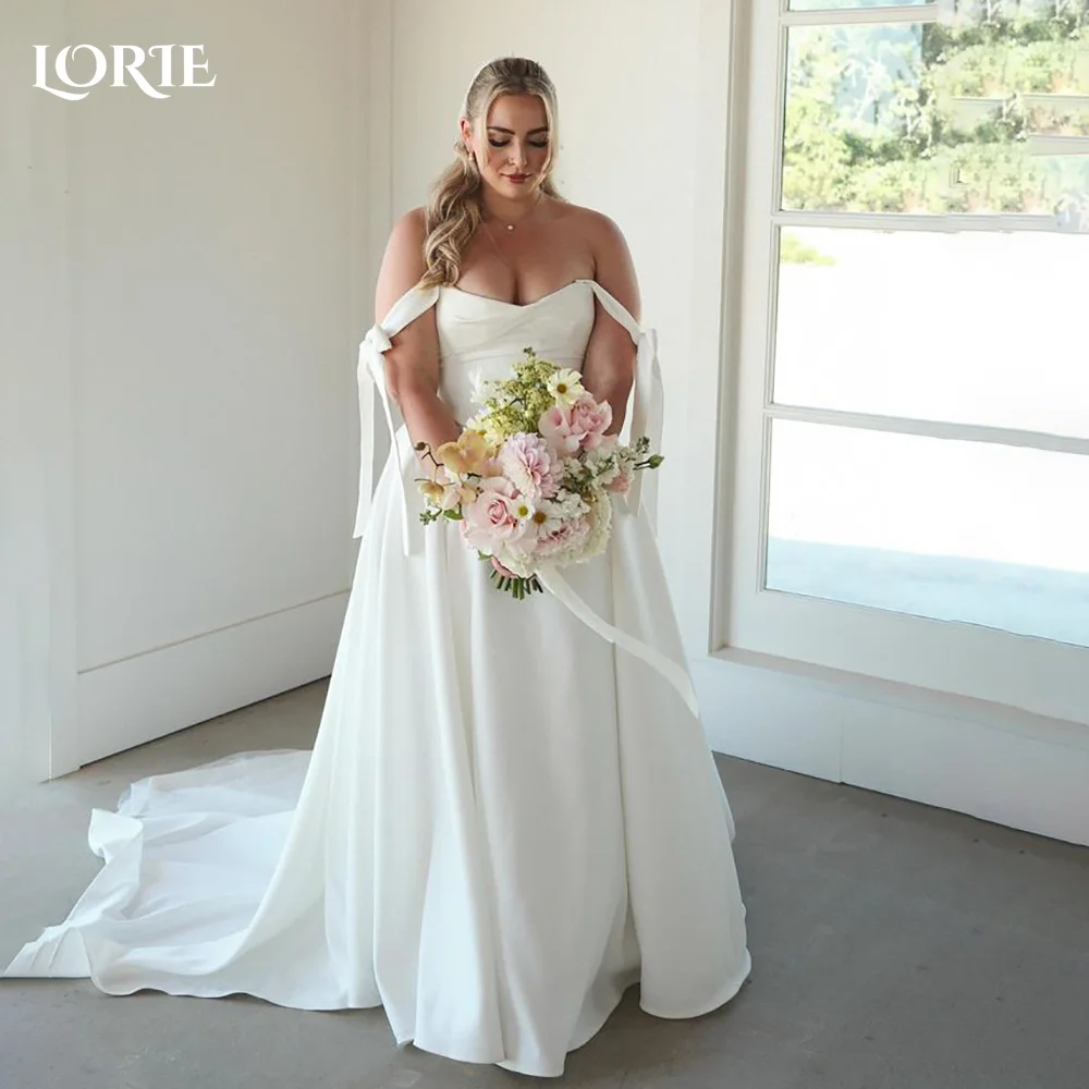 LORIE Modern Plus Size Wedding Dress Off Shoulder Sweetheart Pleats A-line Bride Gown Satin Customized Corset Bride Dress Women
LORIE Modern Plus Size Wedding Dress Off Shoulder Sweetheart Pleats A-line Bride Gown Satin Customized Corset Bride Dress Women
