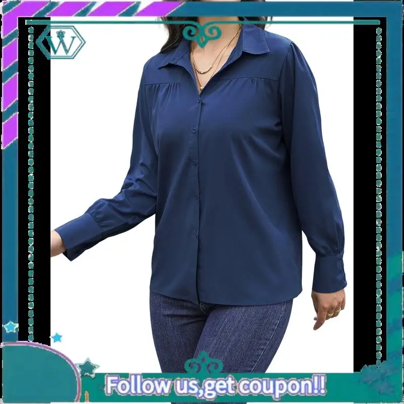 A09P Womens Long Sleeve Dressy Casual Button Down Collared Tops Elegant Pleated Front Work Blouse 
A09P Womens Long Sleeve Dressy Casual Button Down Collared Tops Elegant Pleated Front Work Blouse