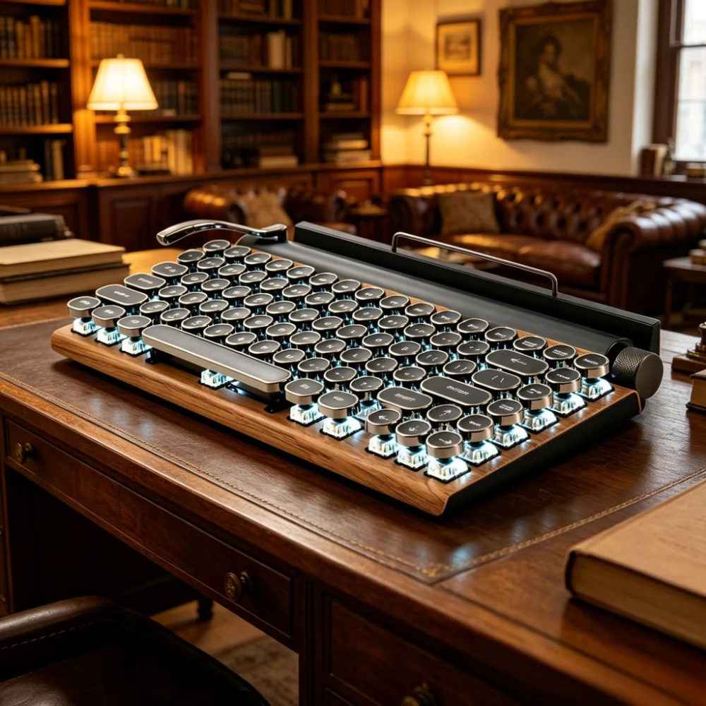Retro Typewriter Mechanical Keyboard Punk Round Keycap Bluetooth Dual Mode Gaming Keyboard for Phone Tablet PC Game Keyboard
Retro Typewriter Mechanical Keyboard Punk Round Keycap Bluetooth Dual Mode Gaming Keyboard for Phone Tablet PC Game Keyboard