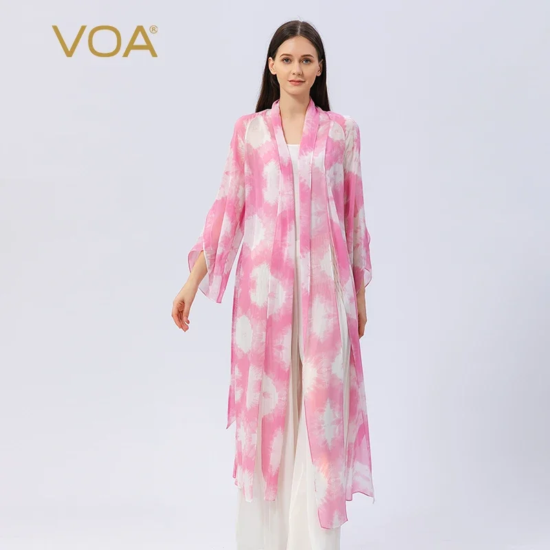 VOA Sweet Hand-painted Pink Dobby Loose with Sashes Thin Trench Simple Scarf Collar Long Sleeve Elegant Woman Coats Autumn FE170
VOA Sweet Hand-painted Pink Dobby Loose with Sashes Thin Trench Simple Scarf Collar Long Sleeve Elegant Woman Coats Autumn FE170