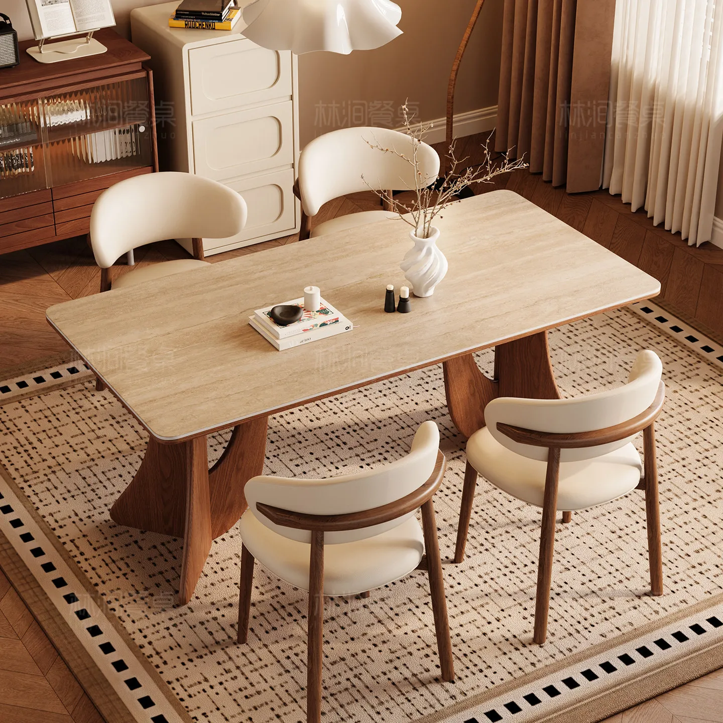 New medieval solid wood rock slab dining table rectangular French retro walnut small apartment Nordic diningtable and chairs
New medieval solid wood rock slab dining table rectangular French retro walnut small apartment Nordic diningtable and chairs