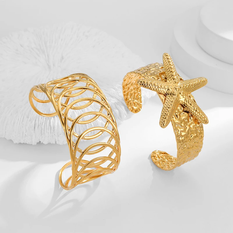 PRISCA | Metal Starfish Bracelet Stainless Steel Women Trendy Vintage Jewelry 18k Gold PVD High Quality Waterproof
PRISCA | Metal Starfish Bracelet Stainless Steel Women Trendy Vintage Jewelry 18k Gold PVD High Quality Waterproof