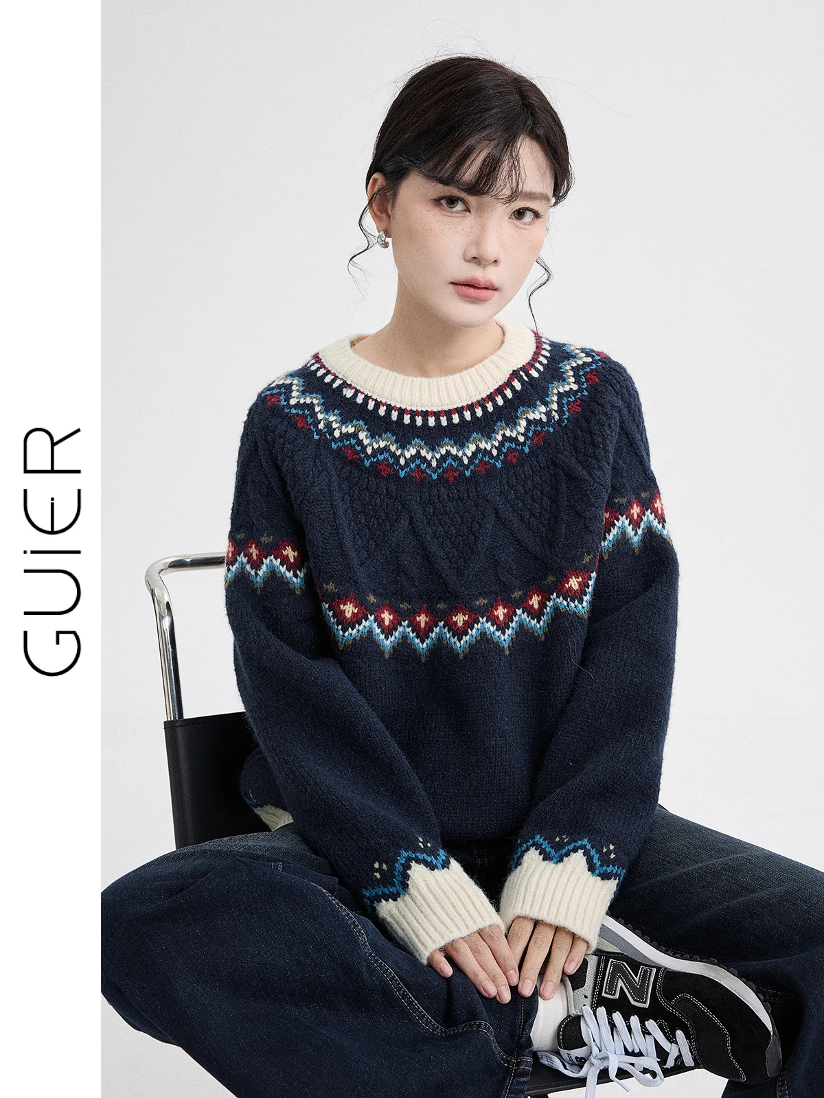 Guier Knitted Sweater Women's Spring 2026 New Sle Versatile High-End Slimming Top Fair Island Knitwear Retro Sle Long Sve
Guier Knitted Sweater Women's Spring 2026 New Sle Versatile High-End Slimming Top Fair Island Knitwear Retro Sle Long Sve