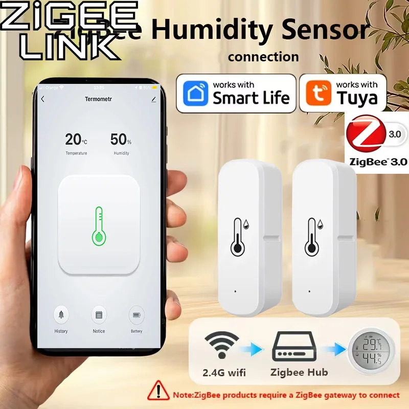 Tuya ZigBee 3.0 Temperature Humidity Sensor Smart Home Hygrometer APP Real-Time Indoor Monitor Voice Control Alexa Google Home
Tuya ZigBee 3.0 Temperature Humidity Sensor Smart Home Hygrometer APP Real-Time Indoor Monitor Voice Control Alexa Google Home
