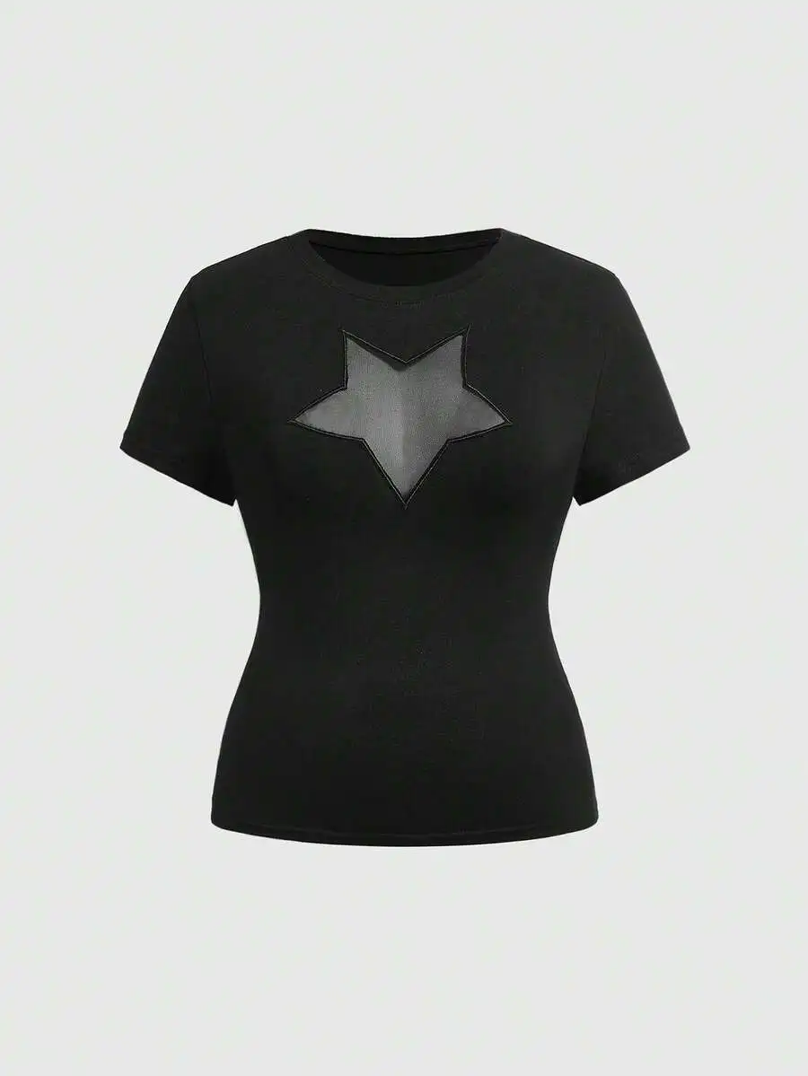 Black Punk Star Cut Out Fitted T-Shirt Y2K Grunge Style
Black Punk Star Cut Out Fitted T-Shirt Y2K Grunge Style