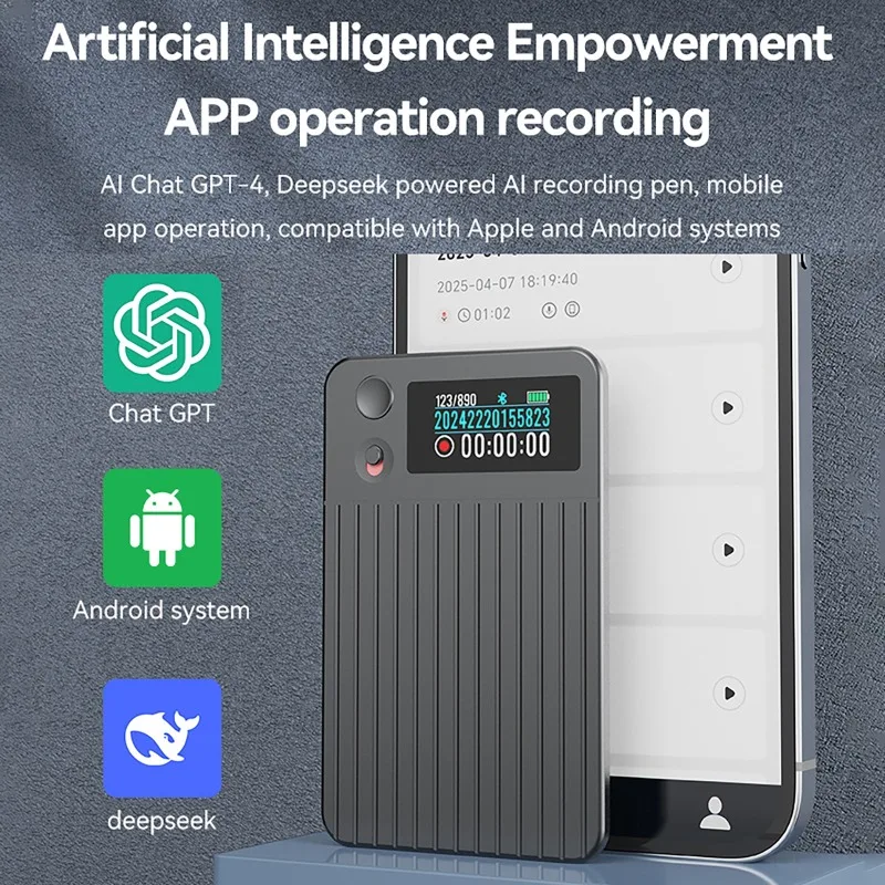 APP Control Audio Recorder Transcribe & Summarize One Tap Recording Device AI Noise Cancellation Technology for Meetings Calls
APP Control Audio Recorder Transcribe & Summarize One Tap Recording Device AI Noise Cancellation Technology for Meetings Calls