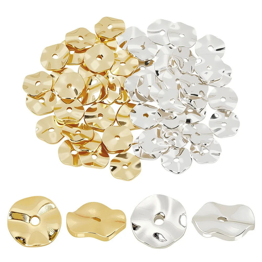 60Pcs 2 Colors Brass Spacer Beads Wavy Flat Round Mixed Color 8x1.5mm Hole: 1.2mm 30pcs/color
60Pcs 2 Colors Brass Spacer Beads Wavy Flat Round Mixed Color 8x1.5mm Hole: 1.2mm 30pcs/color