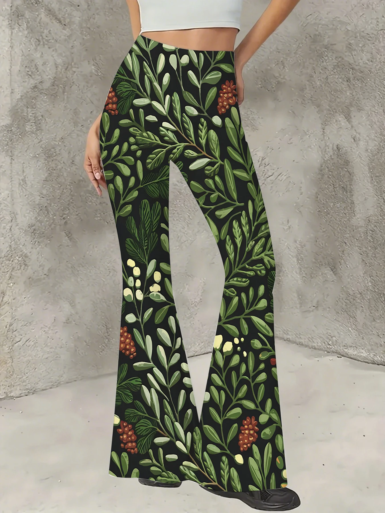 Retro Printed Flare Pants Women High Waist Polyester Knit Bell Bottom Trousers
Retro Printed Flare Pants Women High Waist Polyester Knit Bell Bottom Trousers