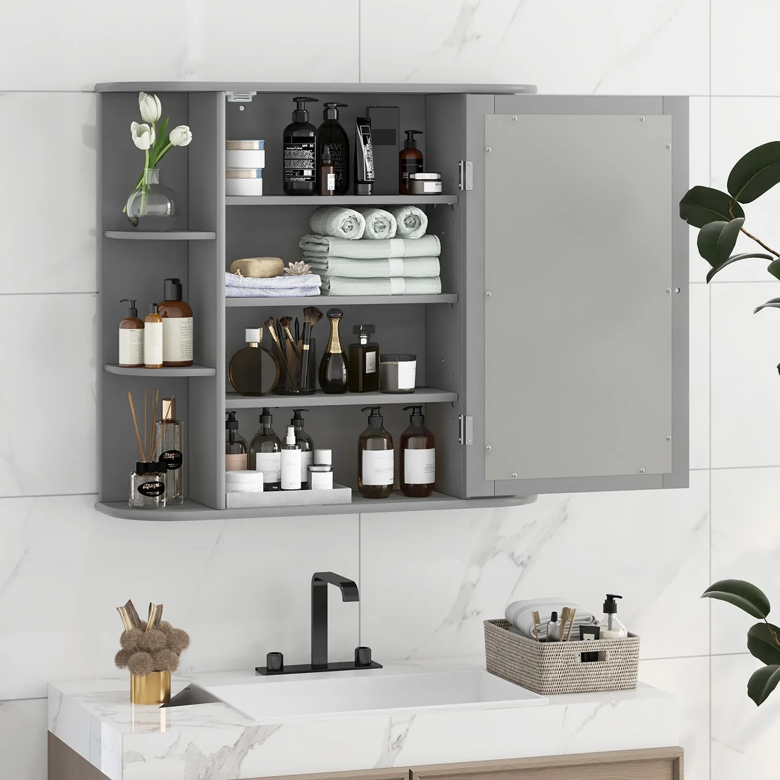 Wall Mounted Medicine Storage Cabinet Bathroom Organizer Cupboard W/Mirror Gray
Wall Mounted Medicine Storage Cabinet Bathroom Organizer Cupboard W/Mirror Gray