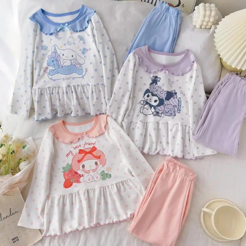 2Pcs Kawaii Sanrio Anime Kids Long Sleeved Home Clothes Cute Kuromi My Melody Cartoon Collar Comfortable Pajamas Girls Gifts
2Pcs Kawaii Sanrio Anime Kids Long Sleeved Home Clothes Cute Kuromi My Melody Cartoon Collar Comfortable Pajamas Girls Gifts