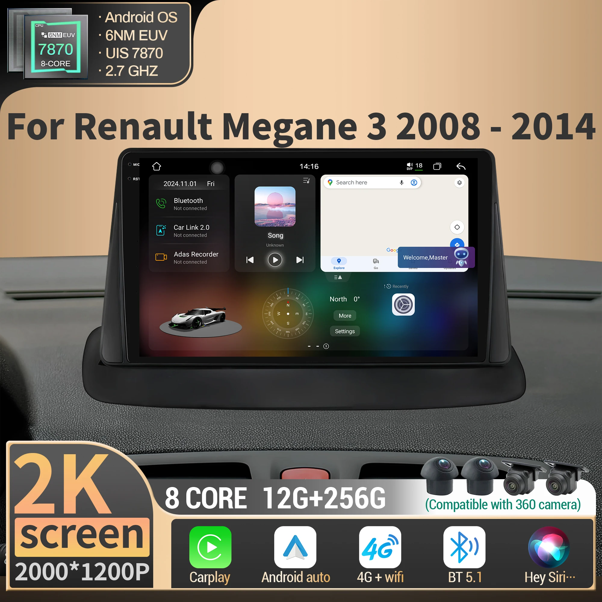 For Renault Megane 3 2008-2014 Android Car Radio Multimedia Navigation Wireless Carplay Stereo GPS 4G CPU 7870 2K QLED Screen 
For Renault Megane 3 2008-2014 Android Car Radio Multimedia Navigation Wireless Carplay Stereo GPS 4G CPU 7870 2K QLED Screen