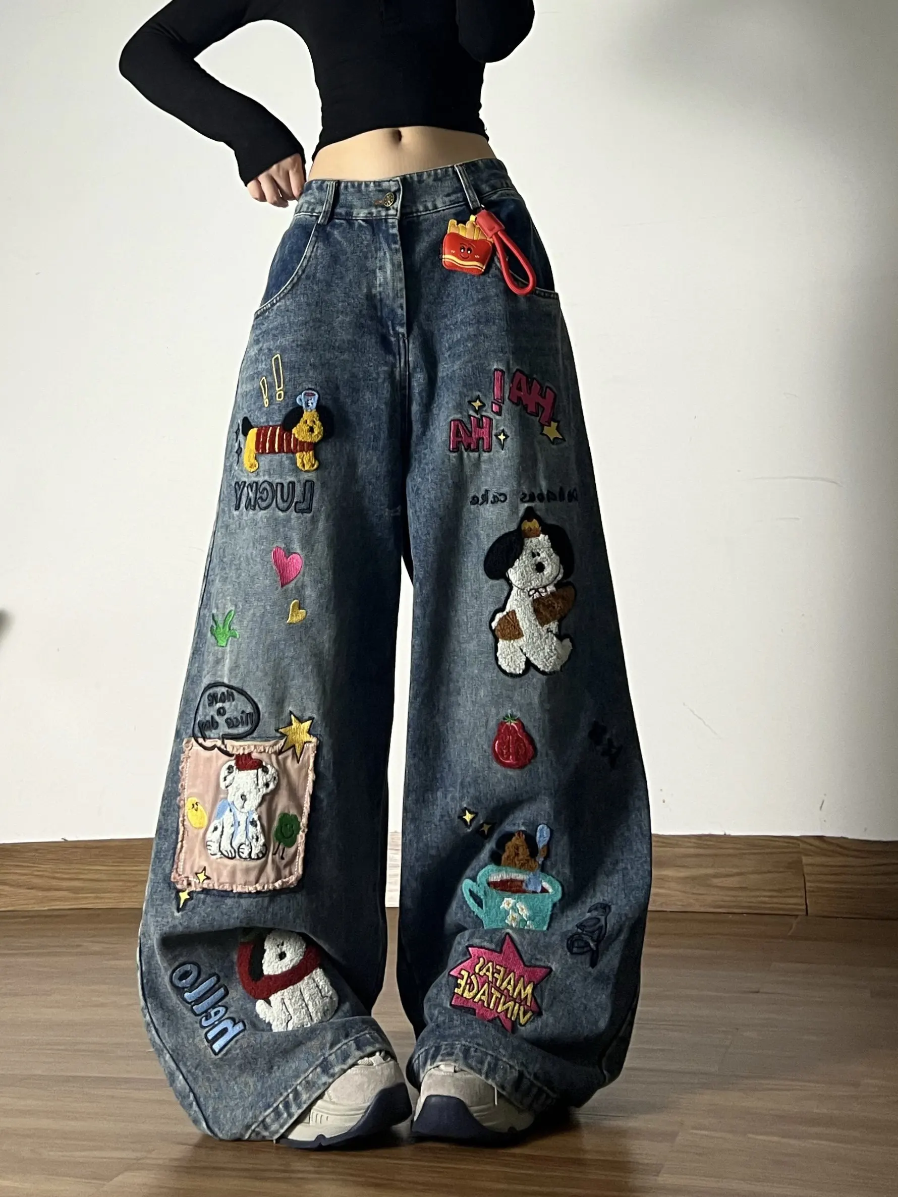 Retro American Dog Towel Embroidery Jeans High Waist Loose Wide Leg Pants for Women Autumn Winter New Design Sense Casual Tro...
Retro American Dog Towel Embroidery Jeans High Waist Loose Wide Leg Pants for Women Autumn Winter New Design Sense Casual Tro...