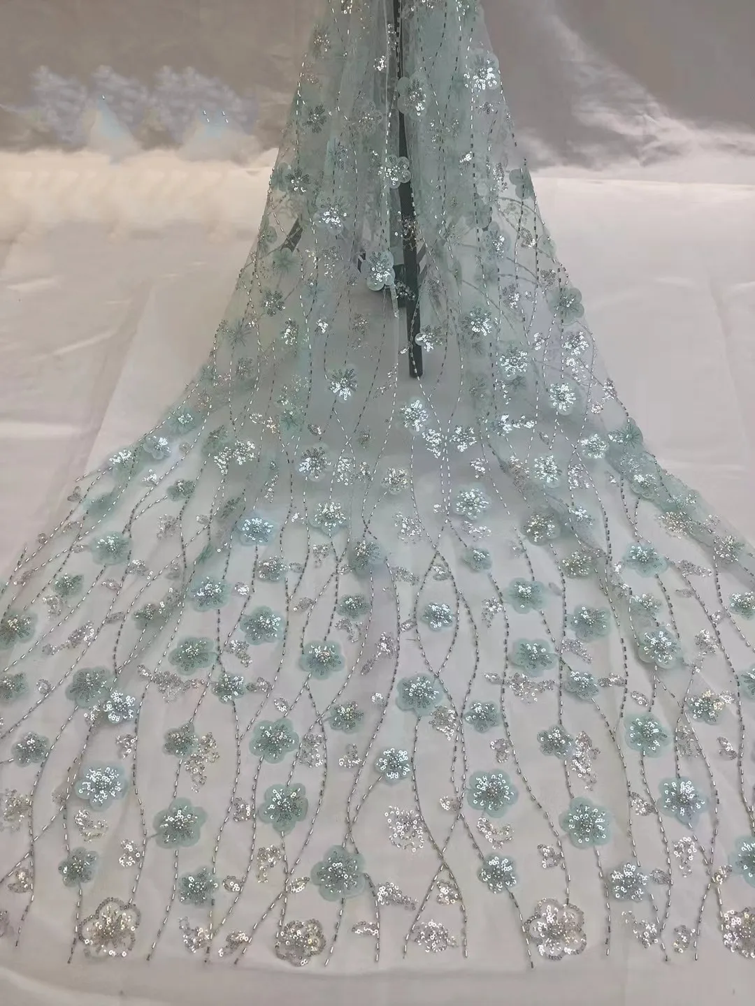 Season's new 3D three-dimensional flower bead tube + sequin + bead fabric, cute and sweet clothing dress dress, good quality and
Season's new 3D three-dimensional flower bead tube + sequin + bead fabric, cute and sweet clothing dress dress, good quality and