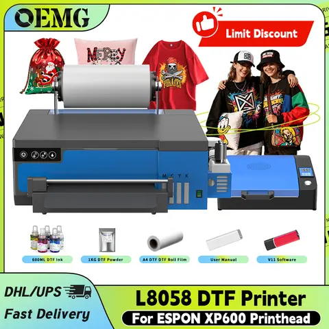 OEMG A4 L8058 DTF Printer for Epson XP600 Impressora Transfer Printer Direct to Film Cloth T-shirt Hoodies  Printing Machine