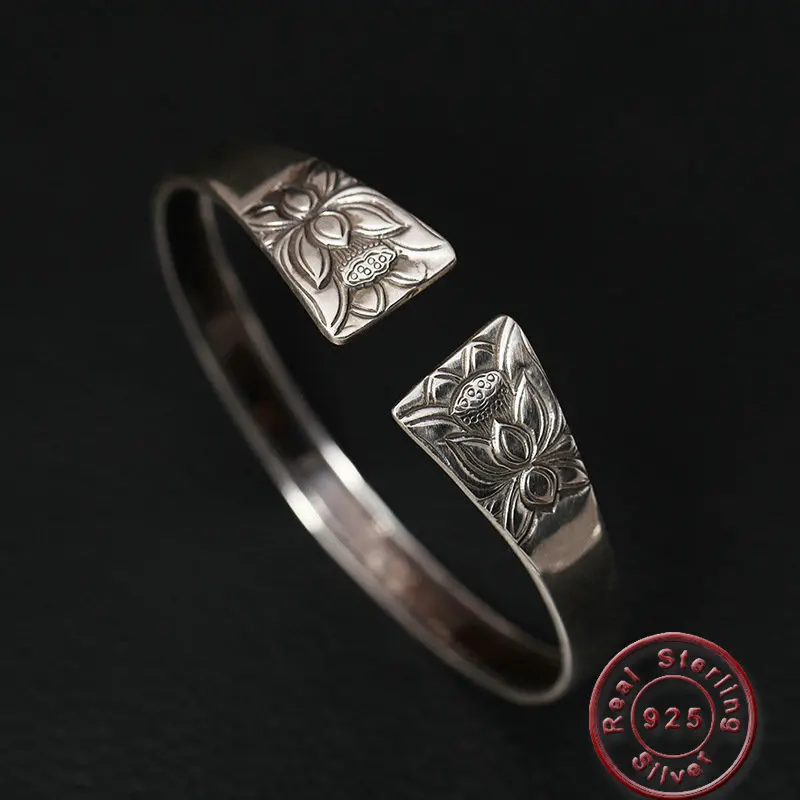 Amxiu Vintage Large Wide Open Bangle 925 Sterling Silver Lotus Flower Bangles
Amxiu Vintage Large Wide Open Bangle 925 Sterling Silver Lotus Flower Bangles