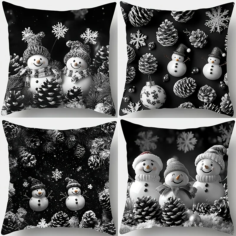 4pcs Christmas Snowman Pillow Covers – Black Background, Festive Winter Scene with Snowmen, Holiday Decor for Sofa & Bedroom
4pcs Christmas Snowman Pillow Covers – Black Background, Festive Winter Scene with Snowmen, Holiday Decor for Sofa & Bedroom