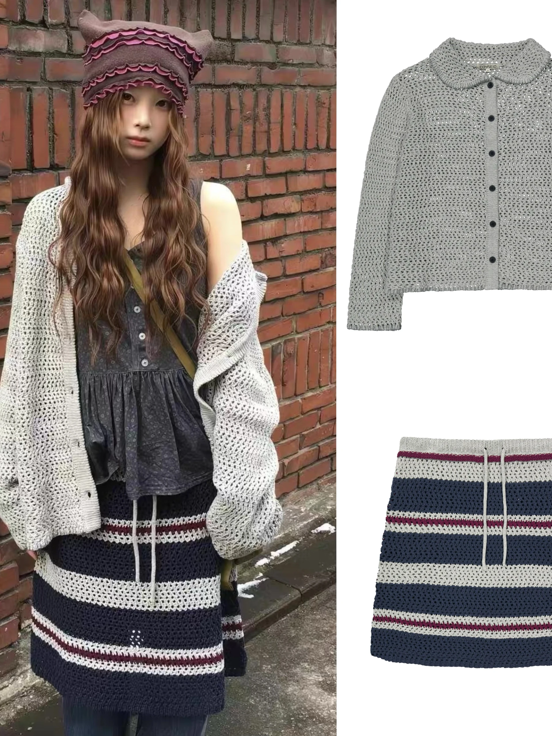Korean Style Casual Single Button Knitted Doll Collar Hollow out Cardigan Outerwear Top Soft Cotton Spring Summer Women
Korean Style Casual Single Button Knitted Doll Collar Hollow out Cardigan Outerwear Top Soft Cotton Spring Summer Women