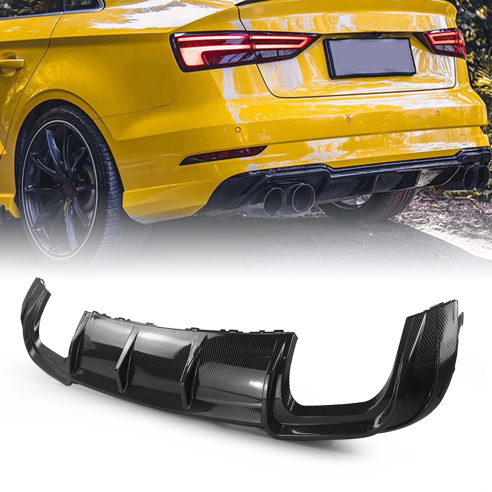 For Audi A3 Sline S3 Sedan 2017-2020 Rear Bumper Diffuser Lip Glossy Black/Carbon Fiber Look Boot Bracket Spoiler Plate Splitter
For Audi A3 Sline S3 Sedan 2017-2020 Rear Bumper Diffuser Lip Glossy Black/Carbon Fiber Look Boot Bracket Spoiler Plate Splitter