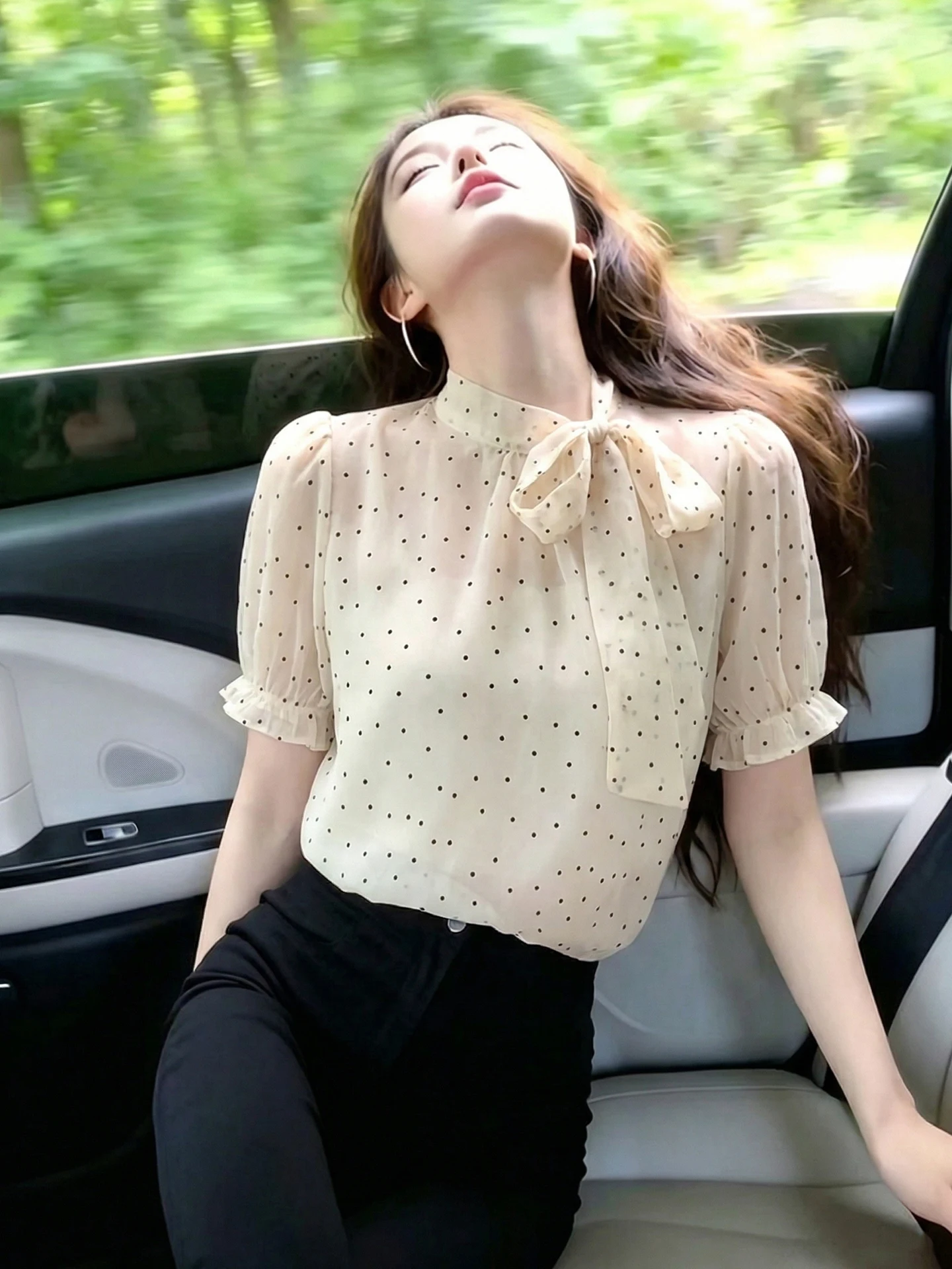 Chic Polka Dot Design Knot Shirt Short Sleeve Women's Fashionable Summer New Arrival Korean Style Loose Fit Knot
Chic Polka Dot Design Knot Shirt Short Sleeve Women's Fashionable Summer New Arrival Korean Style Loose Fit Knot