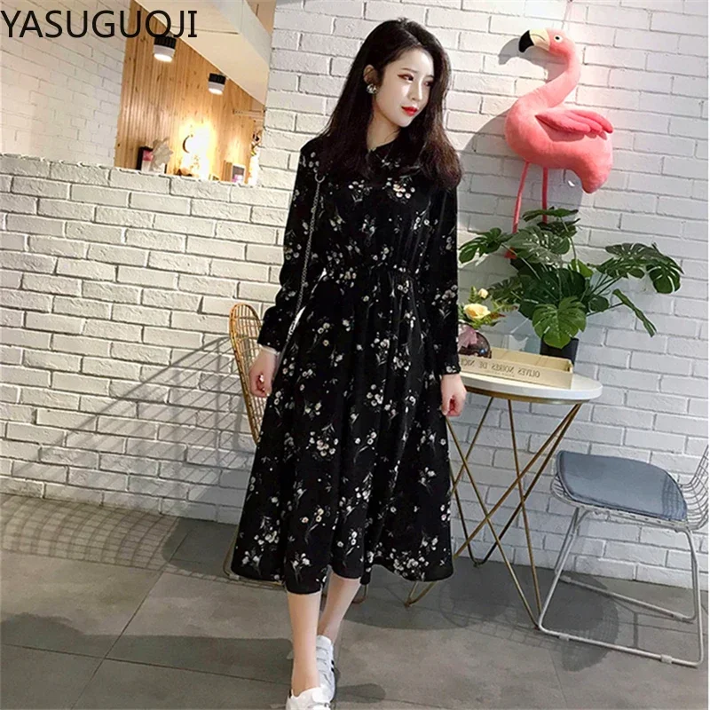 Korean Fashion Flower Print Long-sleeved Dress for Female Spring Newiy French Elastic Waist Elegant Floral Dress Women
Korean Fashion Flower Print Long-sleeved Dress for Female Spring Newiy French Elastic Waist Elegant Floral Dress Women