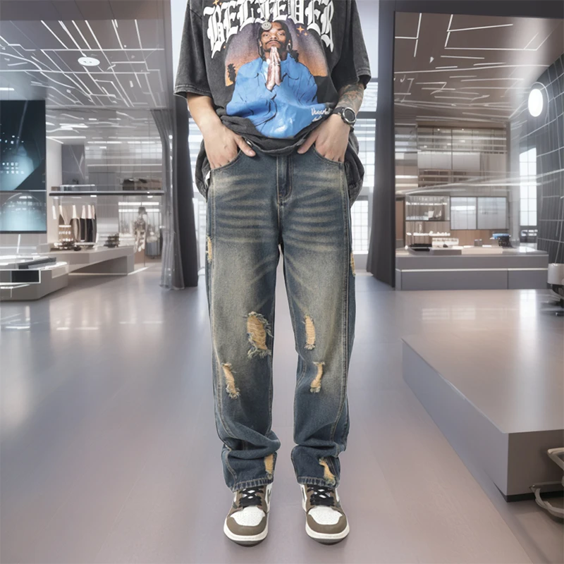 XL8817 Summer American high street tide cleanfit jeans men's broken straight trousers versatile casual trousers
XL8817 Summer American high street tide cleanfit jeans men's broken straight trousers versatile casual trousers