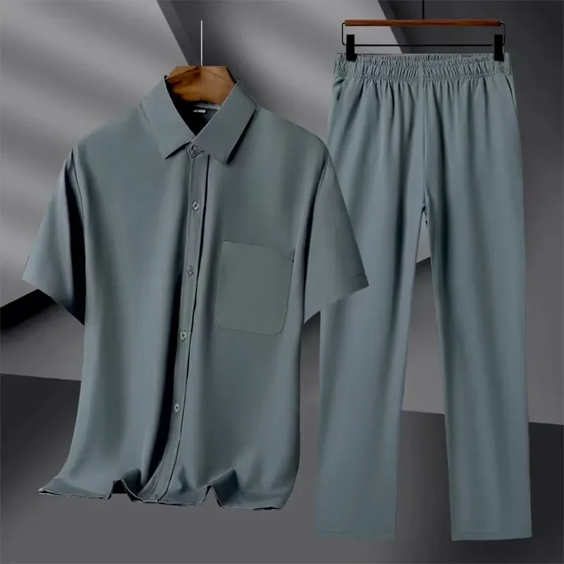 Mens Ice Silk Short Sleeve Shirt Pants Set Casual Summer Two Piece Outfit
Mens Ice Silk Short Sleeve Shirt Pants Set Casual Summer Two Piece Outfit