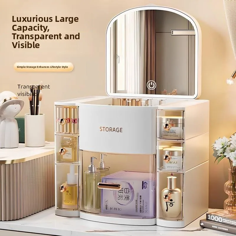 Large Capacity Cosmetic Storage Box Desktop Makeup Organizer Dustproof Cabinet with Mirror Integrated Home Storage Solution
Large Capacity Cosmetic Storage Box Desktop Makeup Organizer Dustproof Cabinet with Mirror Integrated Home Storage Solution