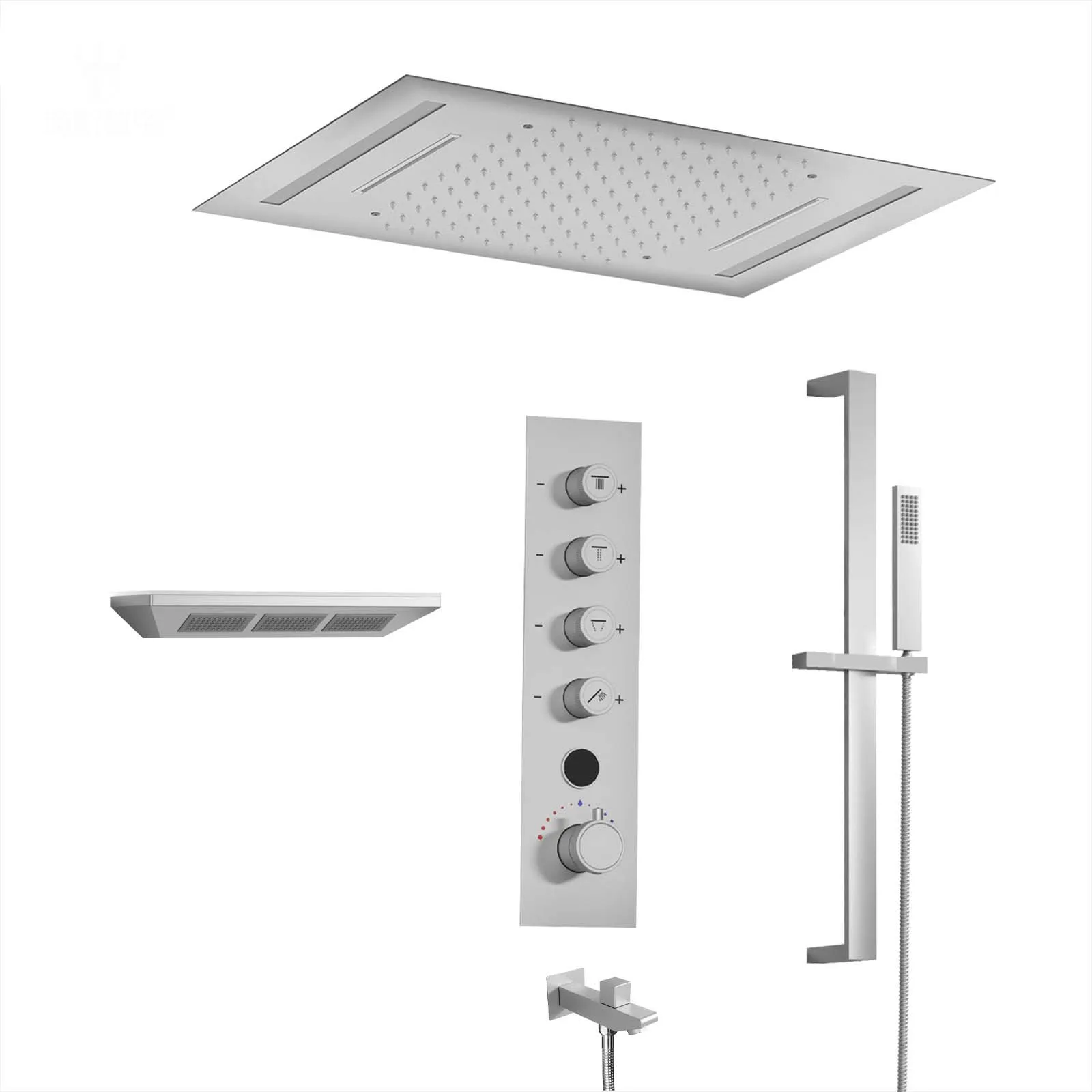 Simple Recessed Single Brushed Finish Rain Thermostatic Control Shower Head Set Complete Home Intelligent Digital Display Brass
Simple Recessed Single Brushed Finish Rain Thermostatic Control Shower Head Set Complete Home Intelligent Digital Display Brass