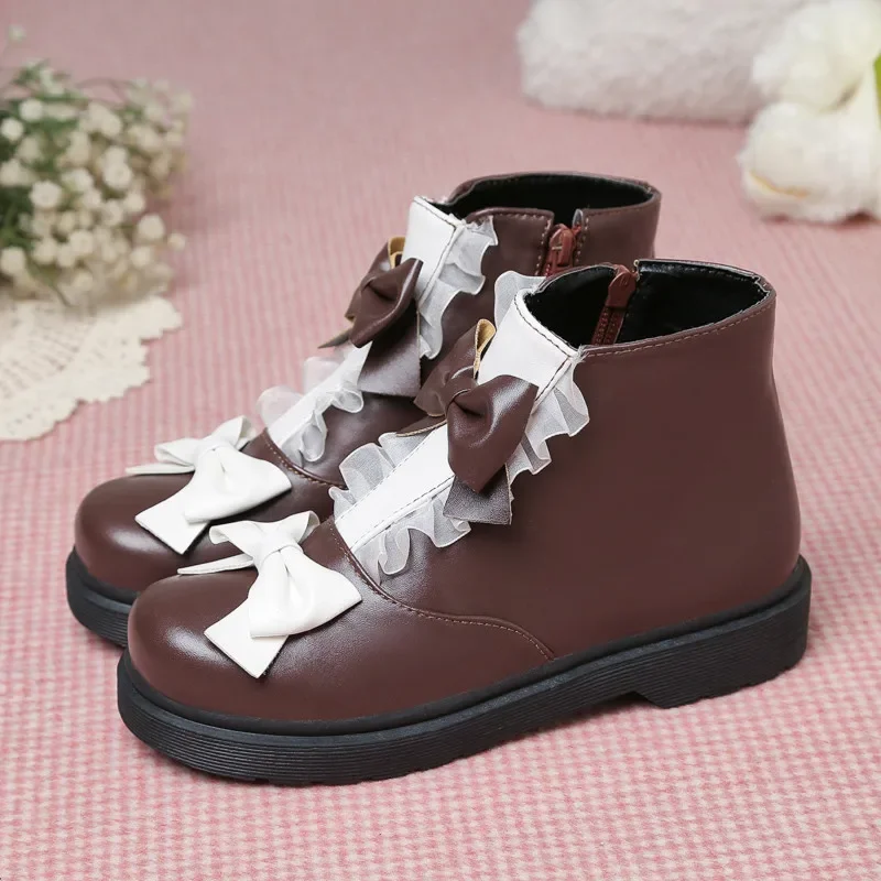 YQBTDL Sweet Lolita Autumn Ankle Boots Ladies Platform Flat Heels Bowknot Ruffles Side Zipper Party Princess Shoes Women 2025
YQBTDL Sweet Lolita Autumn Ankle Boots Ladies Platform Flat Heels Bowknot Ruffles Side Zipper Party Princess Shoes Women 2025