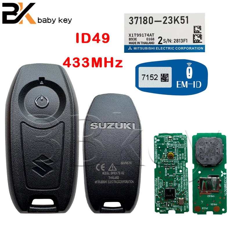 ID49 Chip 433MHz Remote Control Key Keyless Go Fob Suitable For Suzuki High-Quality Motorcycle Remote Key
ID49 Chip 433MHz Remote Control Key Keyless Go Fob Suitable For Suzuki High-Quality Motorcycle Remote Key