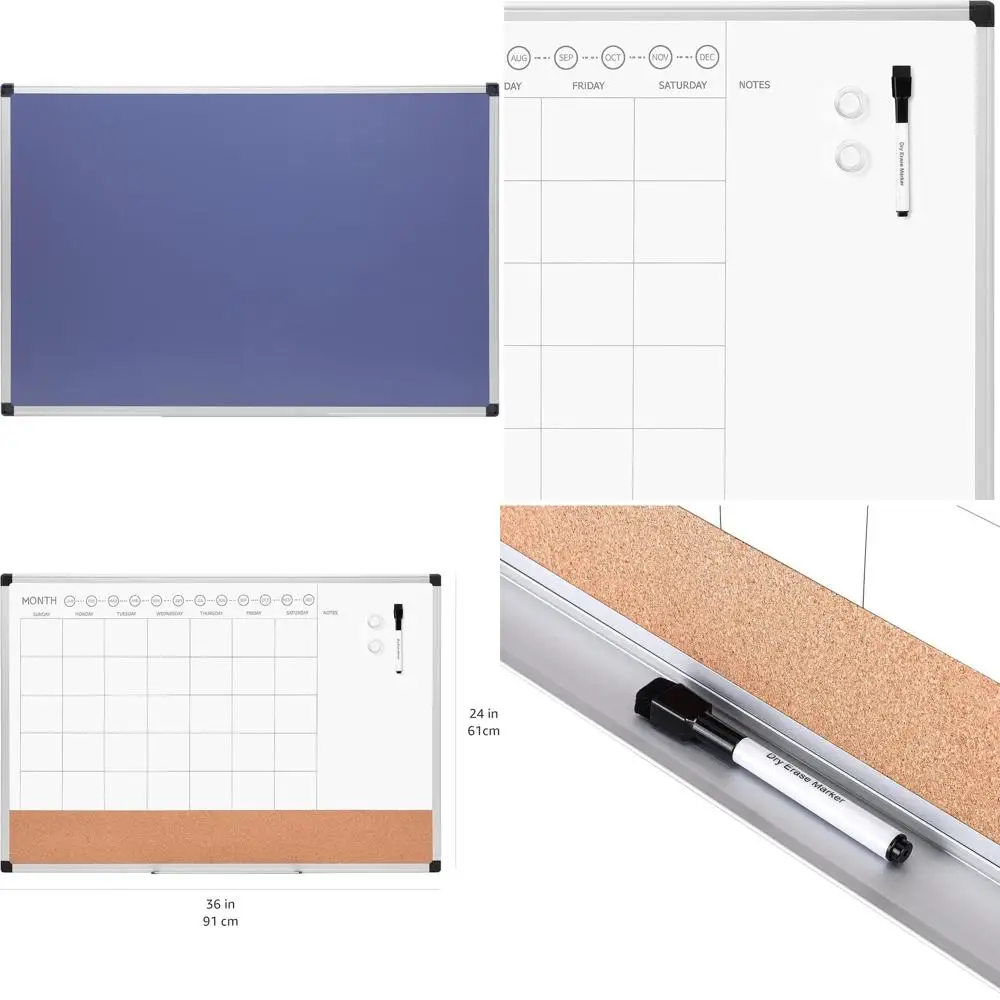 Настенный календарь-доска 24x36 дюймов с пробковой поверхностью, серебристой рамой, простая установка
Настенный календарь-доска 24x36 дюймов с пробковой поверхностью, серебристой рамой, простая установка