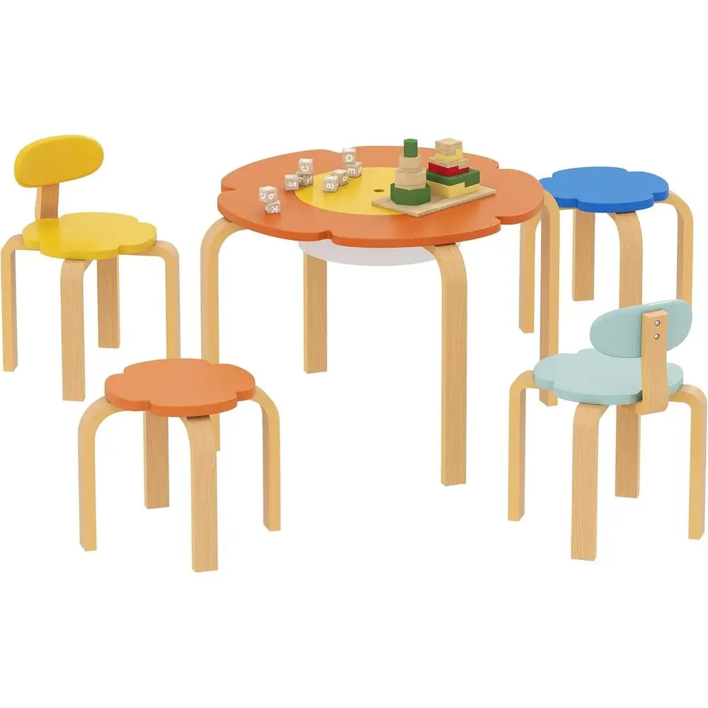 5-Piece Wooden Toddler Table and Chairs Set with Storage for Playroom, Reading, and Art Activities
5-Piece Wooden Toddler Table and Chairs Set with Storage for Playroom, Reading, and Art Activities