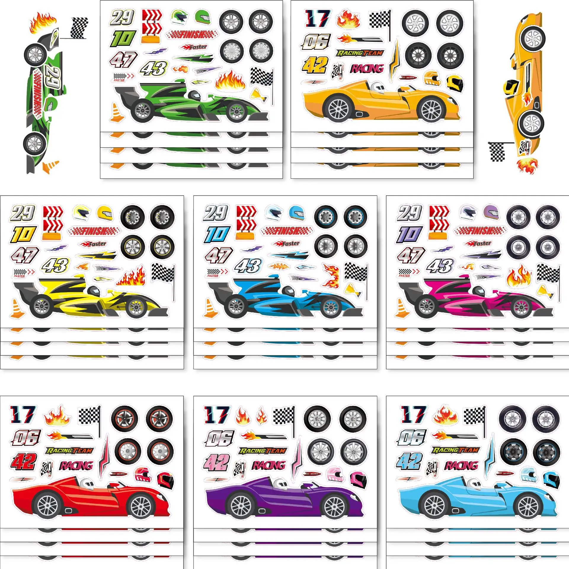 16Sheets Racing Car Make a Face Puzzle Stickers Parent-Child Game Racing Car Sticker for Kids Boys Party Fun Favor Face Sticker
16Sheets Racing Car Make a Face Puzzle Stickers Parent-Child Game Racing Car Sticker for Kids Boys Party Fun Favor Face Sticker