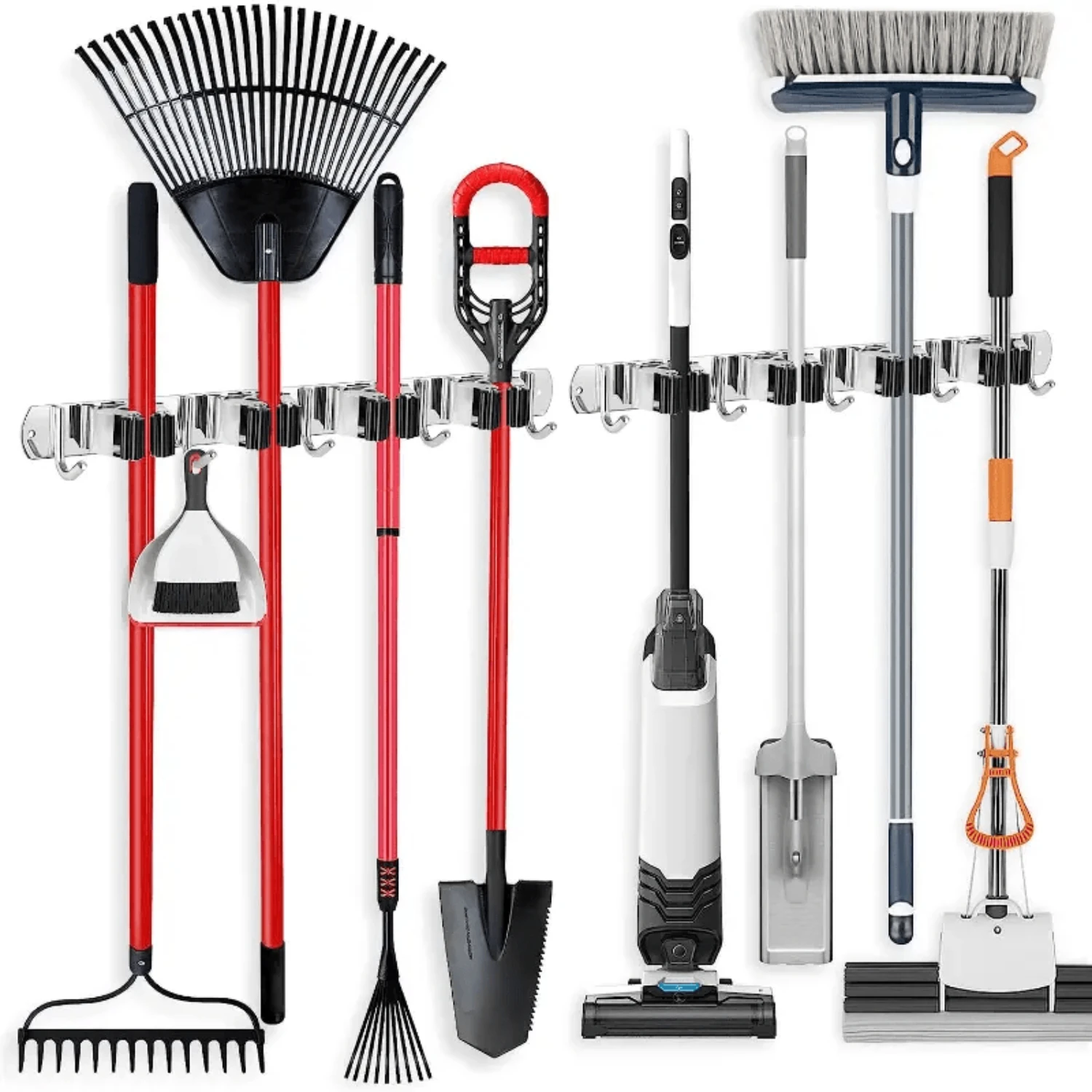 1pc, Heavy Duty Wall Mounted Broom Rack With And Clips- Stainless Steel Frame For Laundry And Garage Organization, Broom Mop Ho
1pc, Heavy Duty Wall Mounted Broom Rack With And Clips- Stainless Steel Frame For Laundry And Garage Organization, Broom Mop Ho