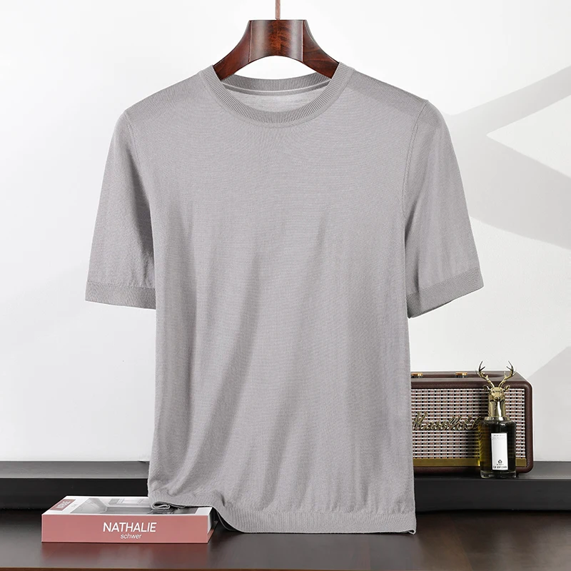 100% Fine-Spun Pure Wool Men'S Short-Sleeve Spring and Summer Machine Washable Round-Neck T-Shirt Thin Half-Sleeve Knit Top
100% Fine-Spun Pure Wool Men'S Short-Sleeve Spring and Summer Machine Washable Round-Neck T-Shirt Thin Half-Sleeve Knit Top