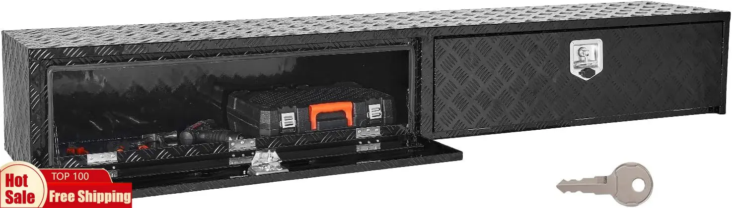 Truck Tool Box 88 x 16 x 13 Inch Black Aluminum Tread Topsider Toolbox with Dual Drop Doors Heavy Duty Lockable Storage
Truck Tool Box 88 x 16 x 13 Inch Black Aluminum Tread Topsider Toolbox with Dual Drop Doors Heavy Duty Lockable Storage
