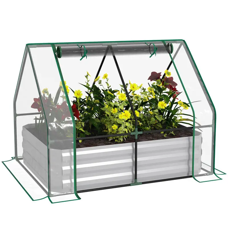 Outsunny Raised Garden Bed with Cover, Outdoor Galvanized Metal Planter Box Kit, 4 x 3 ft Mini Greenhouse with 2 Large Screen Windows, for Growing Flowers, Vegetables and Herbs, Clear
Outsunny Raised Garden Bed with Cover, Outdoor Galvanized Metal Planter Box Kit, 4 x 3 ft Mini Greenhouse with 2 Large Screen Windows, for Growing Flowers, Vegetables and Herbs, Clear