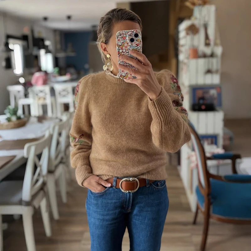 Spring New Loose round Ne Pullover Sweater Women's Embroidered Bubble Sve Hook Knitted Floral Print Casual Comfortable
Spring New Loose round Ne Pullover Sweater Women's Embroidered Bubble Sve Hook Knitted Floral Print Casual Comfortable