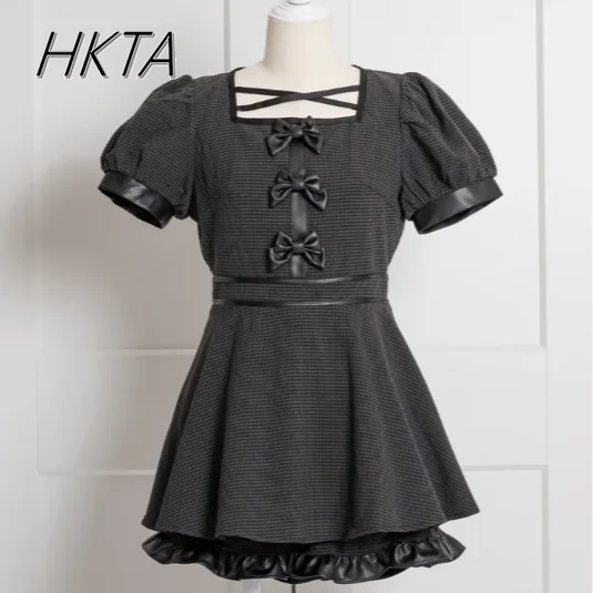 Japanese Sweet PU Bow Mine Series Ruffle Edge Short-sleeve Dress Shorts Set College Style Summer Dress Shorts 2 Piece Sets Women
Japanese Sweet PU Bow Mine Series Ruffle Edge Short-sleeve Dress Shorts Set College Style Summer Dress Shorts 2 Piece Sets Women