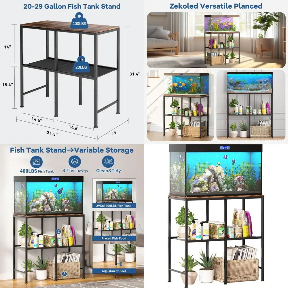 Durable Metal Stand for 20-29 Gallon Aquariums with 2-Tier Storage, 31.5L x 15.7W, Supports Over 400lbs, Ideal for Home or Offic
Durable Metal Stand for 20-29 Gallon Aquariums with 2-Tier Storage, 31.5L x 15.7W, Supports Over 400lbs, Ideal for Home or Offic
