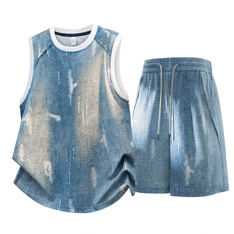 Men's Denim Print Tank Top & Shorts Set Loose Fit Casual Summer Streetwear 2-Piece Co-Ord Outfit
Men's Denim Print Tank Top & Shorts Set Loose Fit Casual Summer Streetwear 2-Piece Co-Ord Outfit