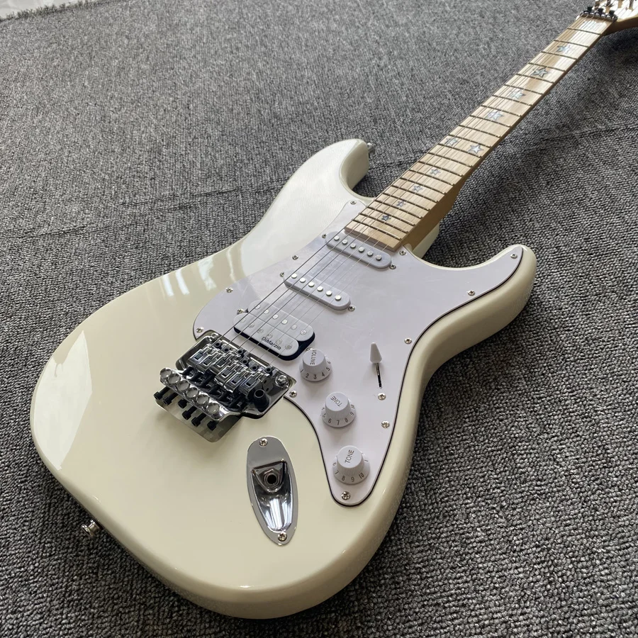 Milk White 6 Strings ST Electric Guitar Star Fingerboard Design SSH Pickups with White Pickguards
Milk White 6 Strings ST Electric Guitar Star Fingerboard Design SSH Pickups with White Pickguards