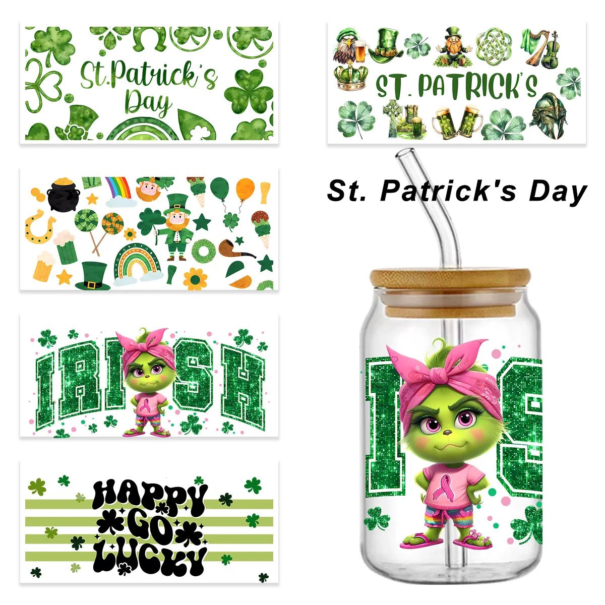 Saint Patrick's Day 16OZ UV DTF Cup Wraps Transfer Sticker Can DIY Waterproof Easy To Use Custom Decals bulk dtf wraps Stickers
Saint Patrick's Day 16OZ UV DTF Cup Wraps Transfer Sticker Can DIY Waterproof Easy To Use Custom Decals bulk dtf wraps Stickers