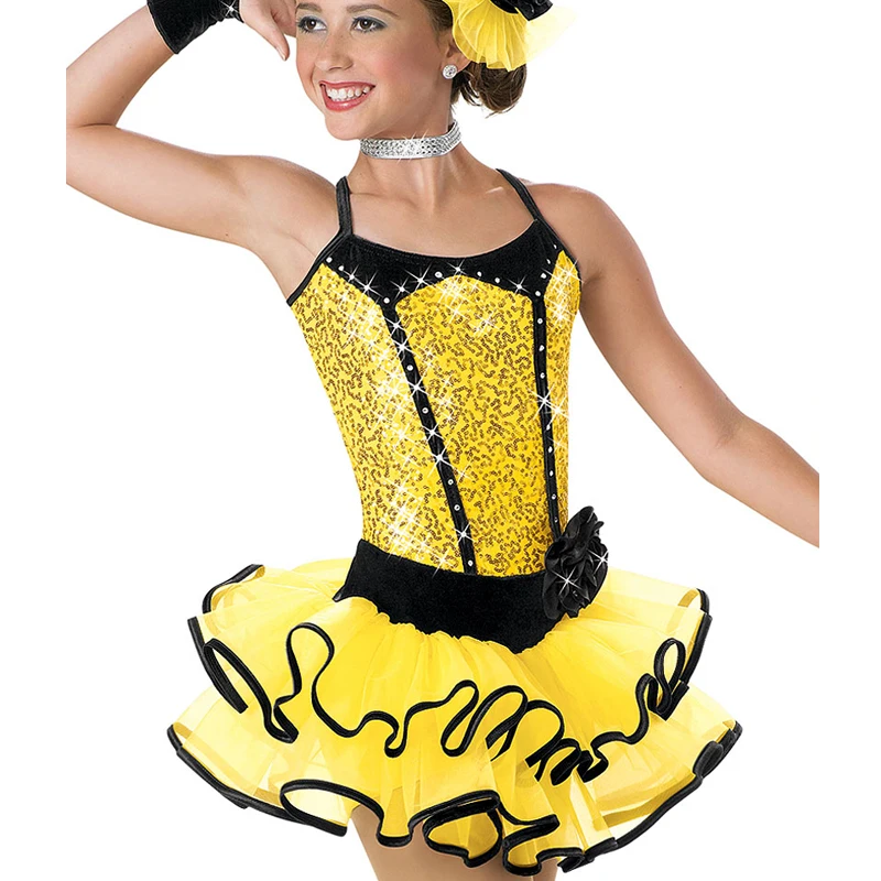 Girls Camisole Tires Dress Children Stage Performance Clothes Dance Costumes with Black Edging Blue Red Yellow
Girls Camisole Tires Dress Children Stage Performance Clothes Dance Costumes with Black Edging Blue Red Yellow
