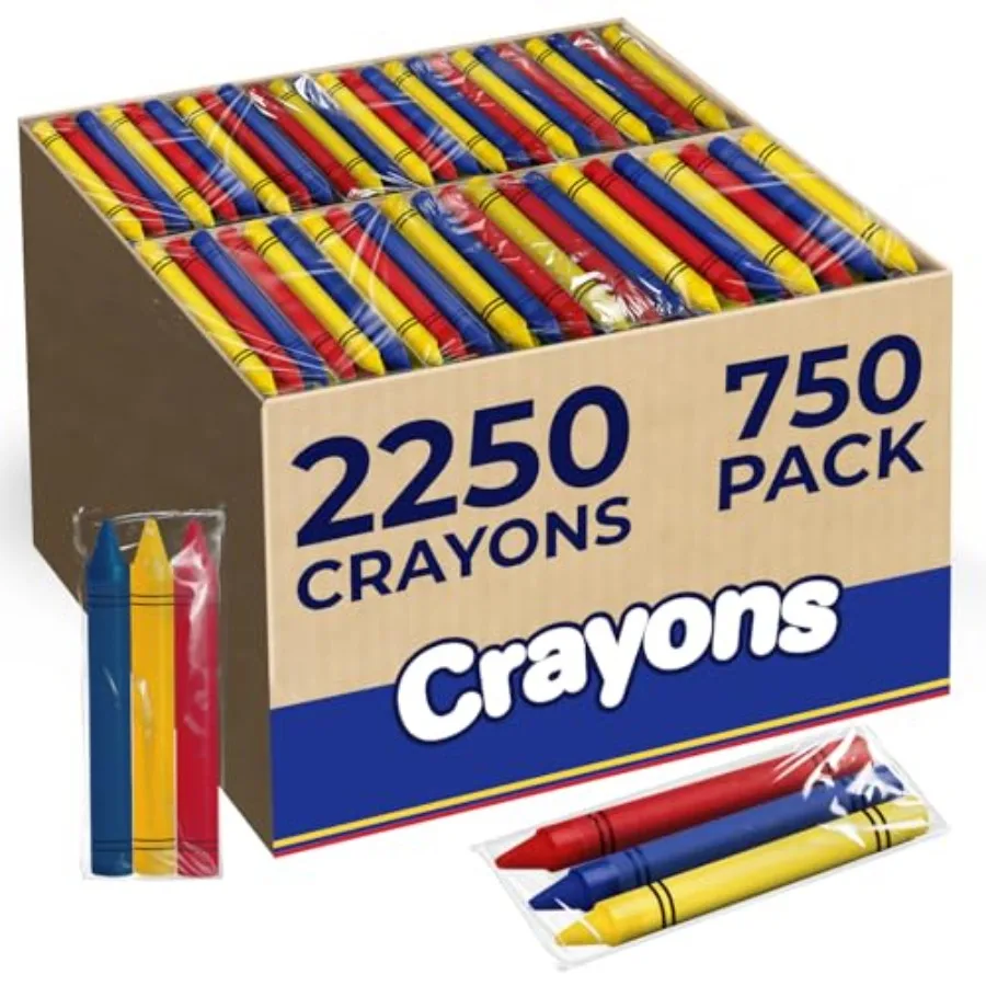 Crayons Bulk Pack 750 Sets of 3 Pack 2250 Count Set of 3 Bright Colors Individually Wrapped Non-Toxic Bulk Set for Classroom Pa
Crayons Bulk Pack 750 Sets of 3 Pack 2250 Count Set of 3 Bright Colors Individually Wrapped Non-Toxic Bulk Set for Classroom Pa
