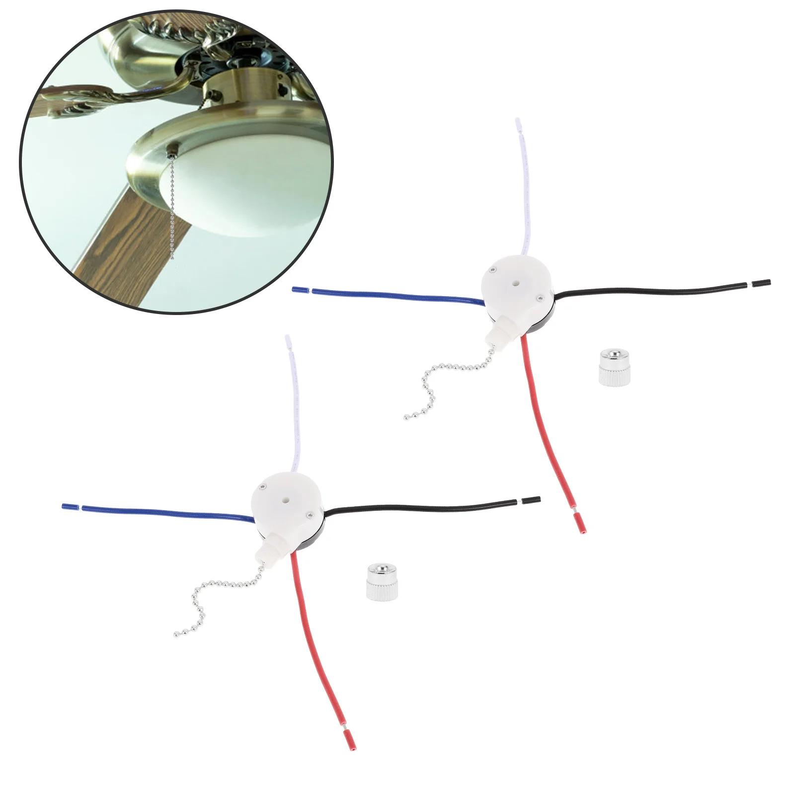 2Pcs Ceiling Fan Pull Chain Switch Kit 3-Speed Control 4-Wire Replacement Pull Switch Ceiling Fan Parts Speed Control
2Pcs Ceiling Fan Pull Chain Switch Kit 3-Speed Control 4-Wire Replacement Pull Switch Ceiling Fan Parts Speed Control