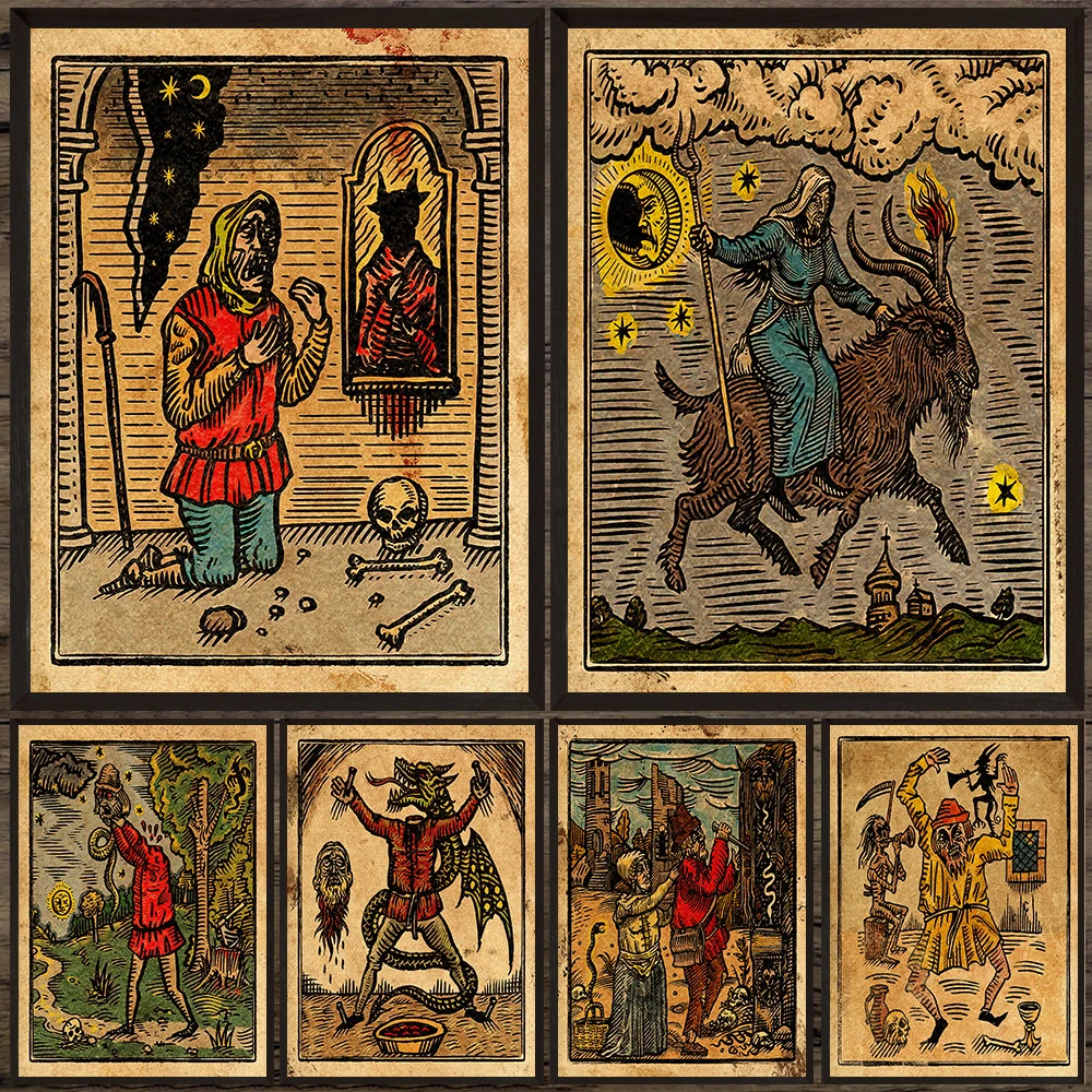 The Devil And The Witch Story Collection,Pagan Vintage Wall Art Canvas Painting,Creepy Gothic Dark Art Poster Print Home Decor
The Devil And The Witch Story Collection,Pagan Vintage Wall Art Canvas Painting,Creepy Gothic Dark Art Poster Print Home Decor