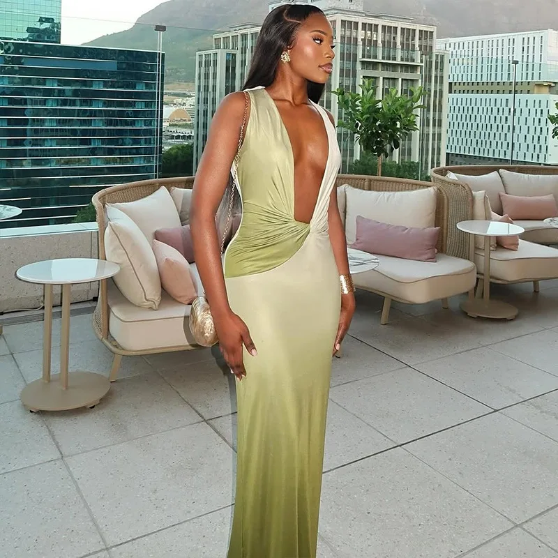 STYLISH LADY Gradient Color Maxi Dress 2025 Summer Women Sleeveless V Neck Bodycon High Waist Sexy Club Party Long Dresses
STYLISH LADY Gradient Color Maxi Dress 2025 Summer Women Sleeveless V Neck Bodycon High Waist Sexy Club Party Long Dresses