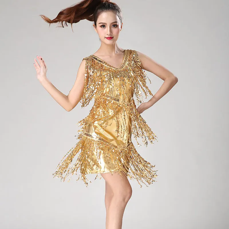 Women Latin Dance Dress V-Neck Sleeveless Sparkling Sequins Tassels Fringe Ballroom Samba Tango Stage Performance Rave Costume
Women Latin Dance Dress V-Neck Sleeveless Sparkling Sequins Tassels Fringe Ballroom Samba Tango Stage Performance Rave Costume